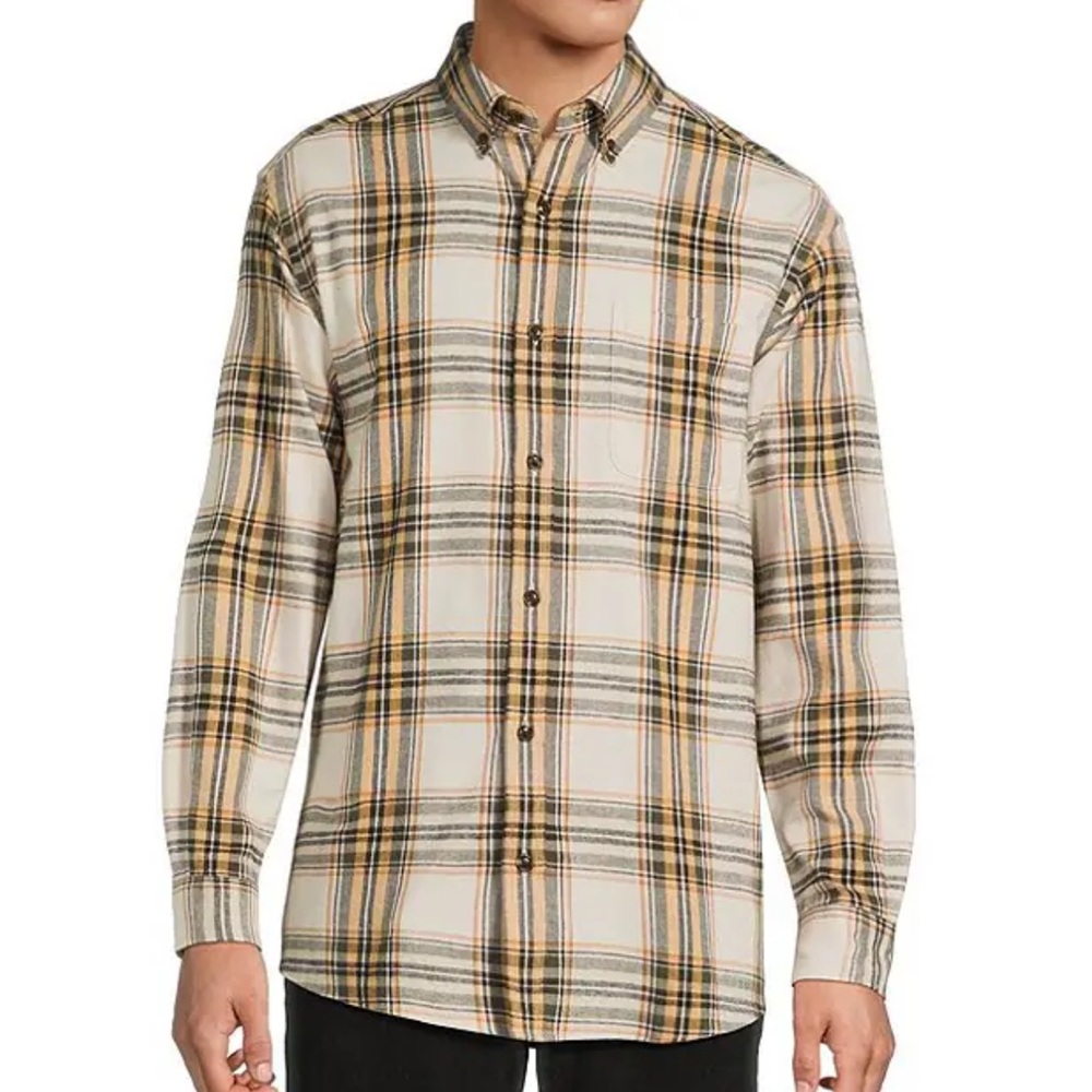 ⭐️ Roundtree & Yorke Cream Plaid Casual Shirt Cotton  NWT Size 2XB‎